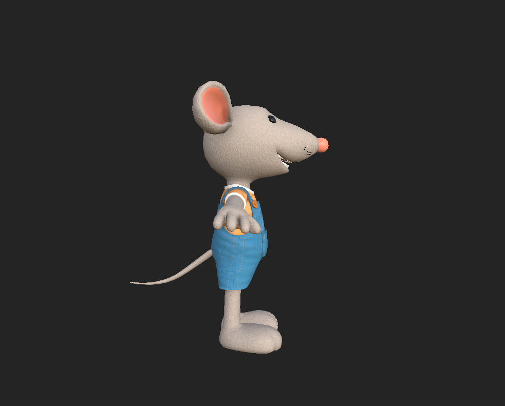 3D-design av musemaskot - sidevisning